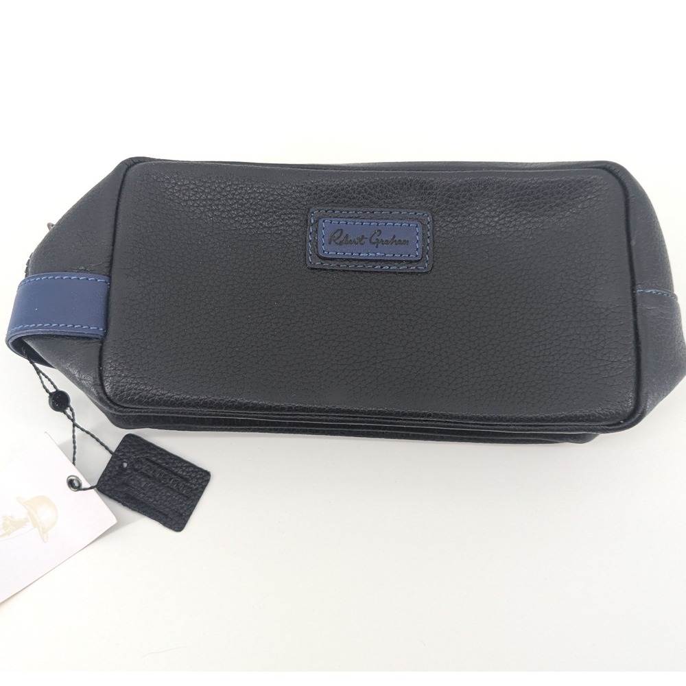 Robert Graham Remy IV Black Leather Toiletry Bag Dopp Kit RG104007 NEW